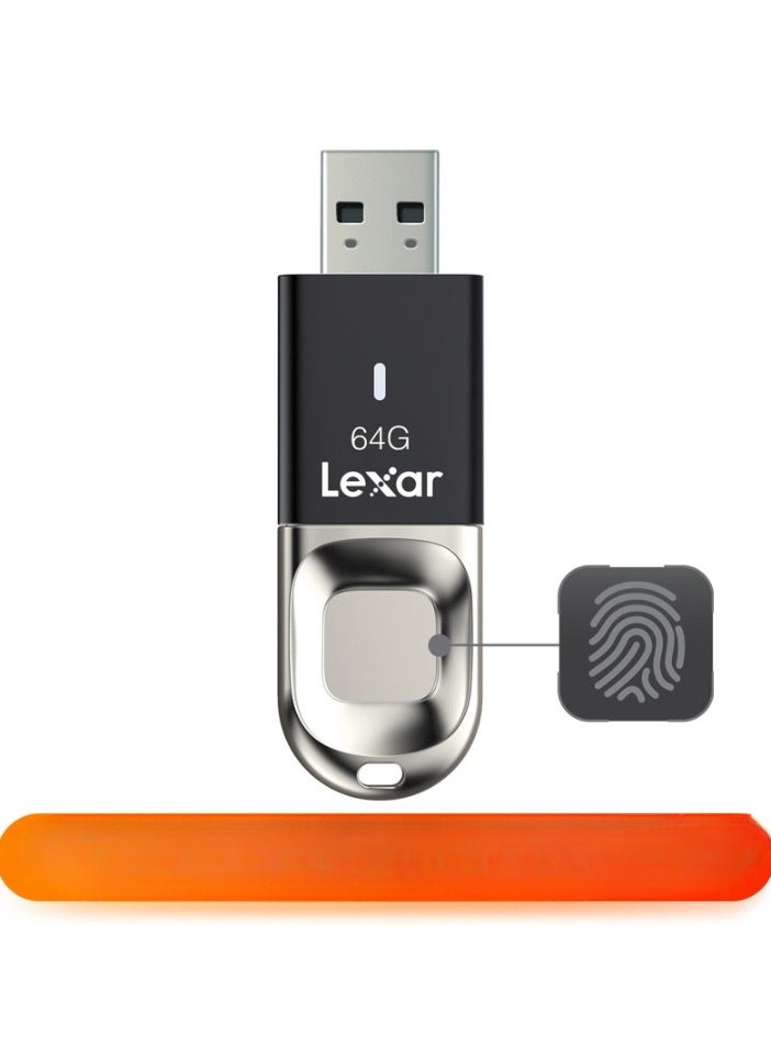 Lexar F35 USB Flash Drive, 64GB Lexar Metal Fingerprint Encrypted USB Flash Drive, Ultra-fast Recognition Durable Material U Drive, (64GB)  - Image 1
