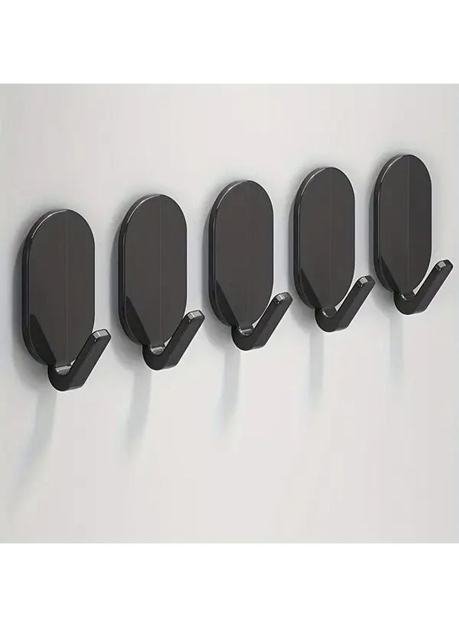 5 Pack Black Heavy Duty Adhesive Hooks Easy Install Wall Mounted Hanger For Towels Robes - Image 1