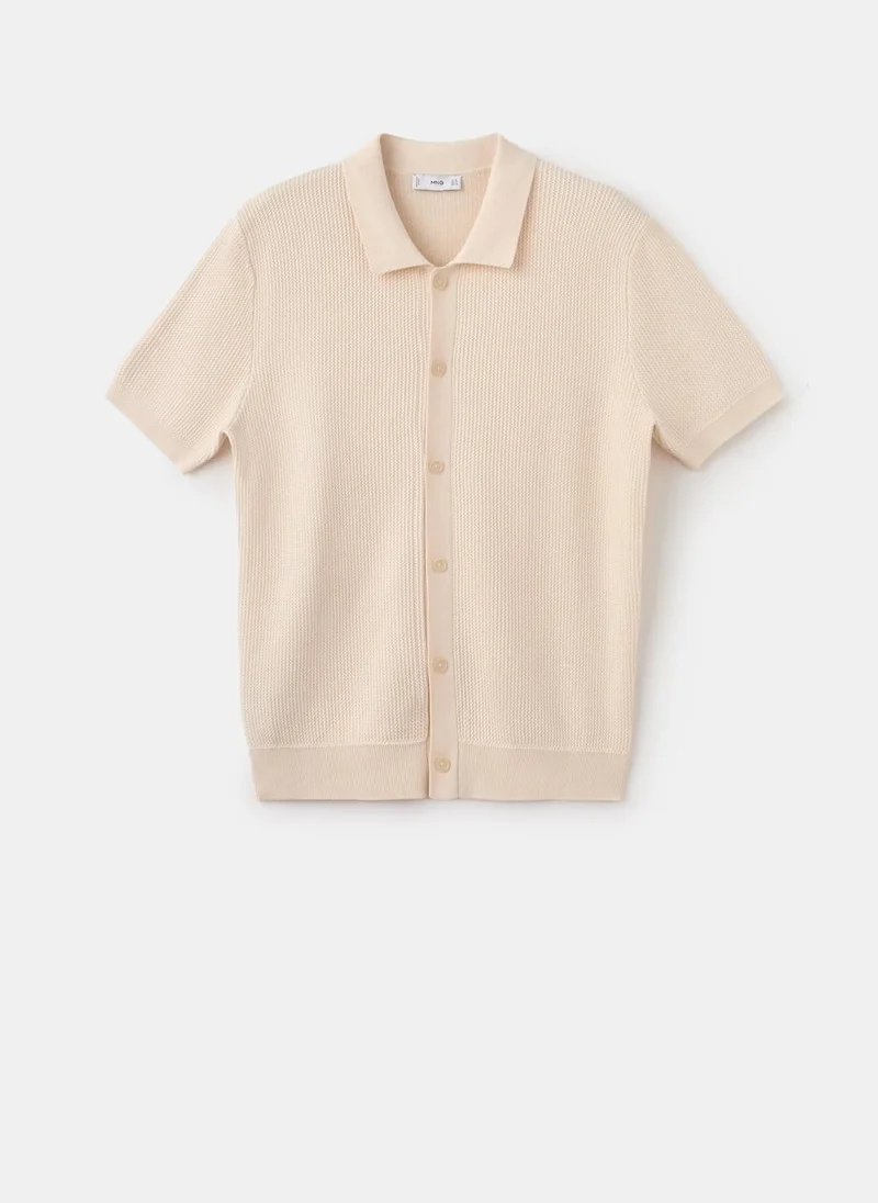 Mango Man  100% cotton structured knit polo with buttons for Men | Best Price UAE