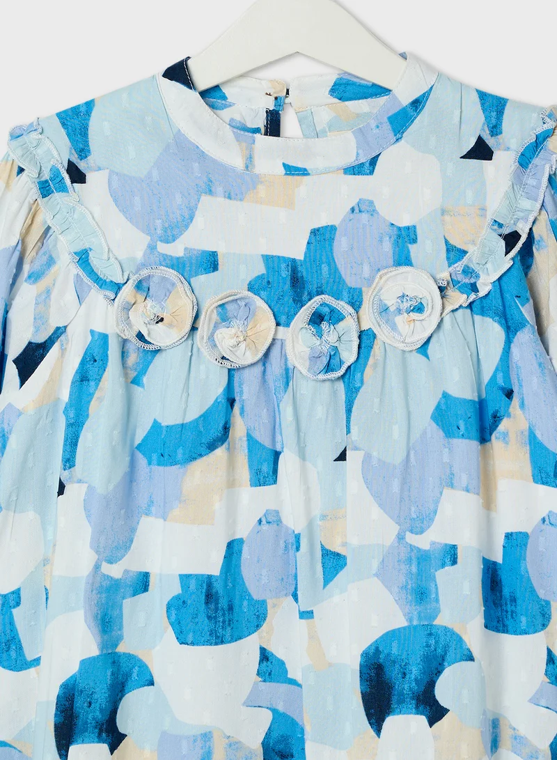 Ripples Ruffled Print Tiered Dress