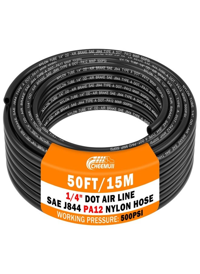 CheeMuii 50 FT 1/4 DOT Air Line 1/4" PA12 Nylon DOT Air Hose 15.2 Meter 1/4 Inch OD Air Tubing SAE J844 Air Brake Line for Semi Truck Trailer or Industrial Air System - Image 1