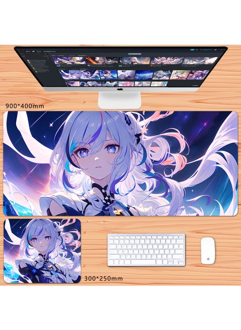 No Overlock Honkai Impact 3 Mouse Pad Extra Large Animation Kiana Dem Lisa Alicia Two-Dimensional Notebook-Color:80x30cm Thickness 3mm-Pattern:End