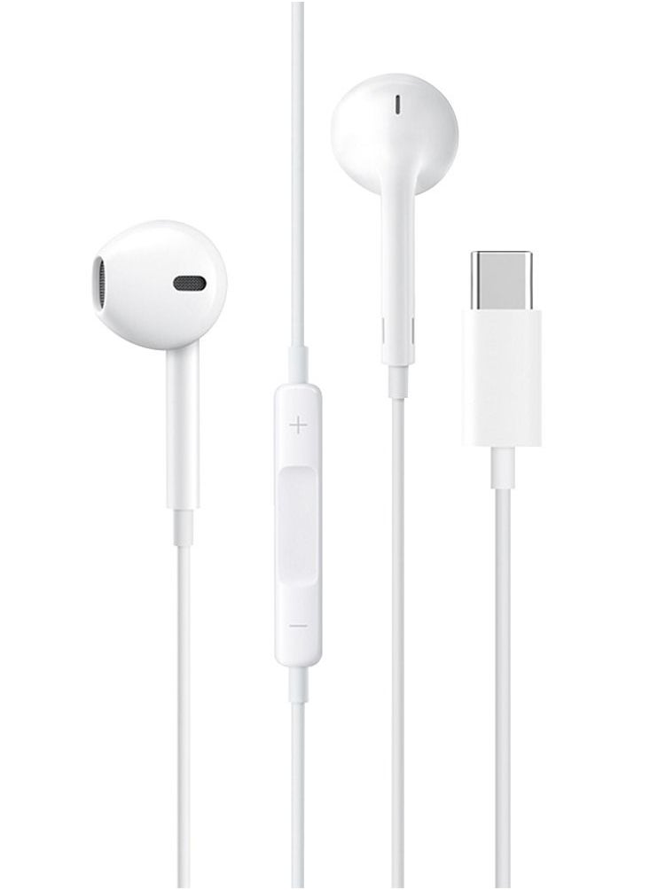 RIVERSONG Riversong In-Ear Earphones With Type-C Connector, Compatible With All Type-C Phones, Melody T+, EA130, 1.2M, White  - Image 1