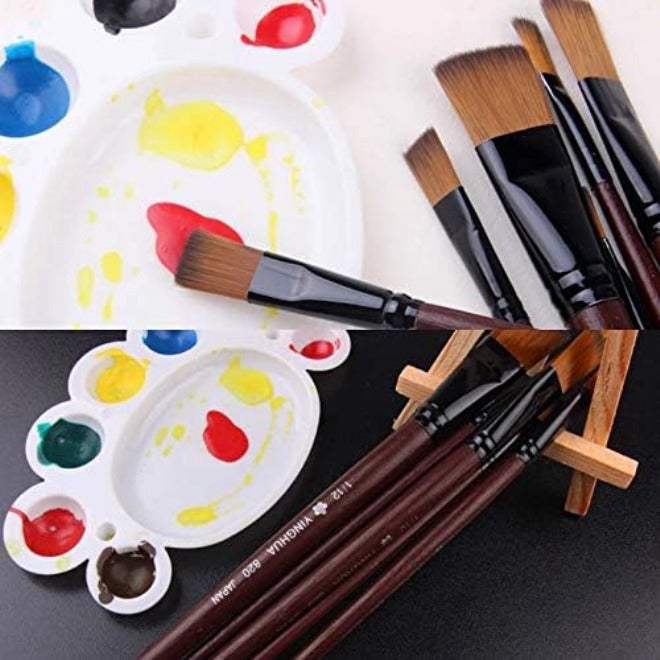 6 Pcs Art Supplies Painting Easy to Clean Wooden Handle Watercolor Paint Brush Pen Nylon Hair Learning Oil Acrylic - Image 4
