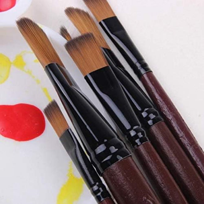 6 Pcs Art Supplies Painting Easy to Clean Wooden Handle Watercolor Paint Brush Pen Nylon Hair Learning Oil Acrylic - Image 5