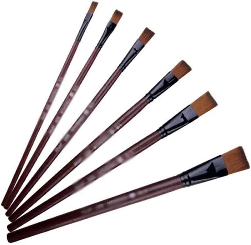 6 Pcs Art Supplies Painting Easy to Clean Wooden Handle Watercolor Paint Brush Pen Nylon Hair Learning Oil Acrylic - Image 1
