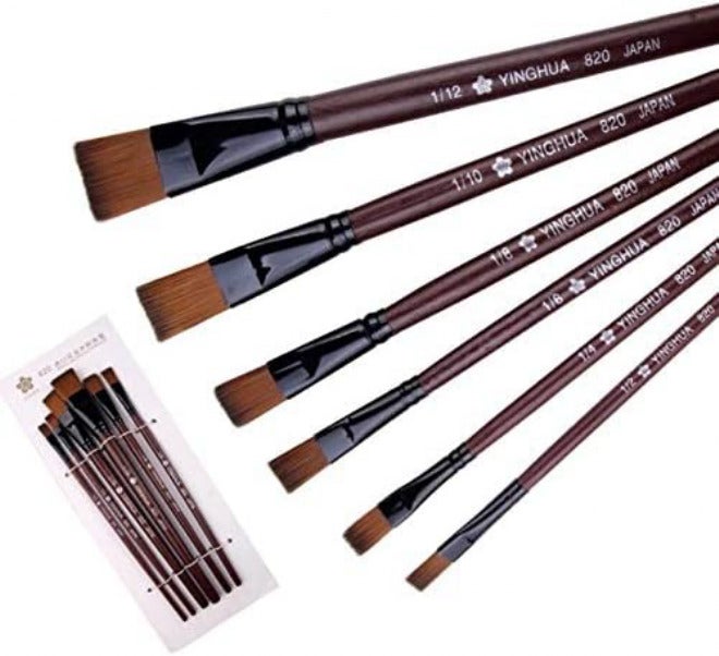 6 Pcs Art Supplies Painting Easy to Clean Wooden Handle Watercolor Paint Brush Pen Nylon Hair Learning Oil Acrylic - Image 2