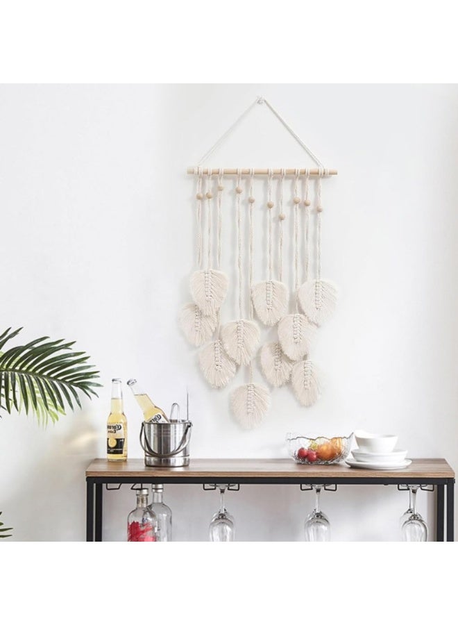 Home Gallery Boho Macrame Tapestry Woven Wall Hanging Leaf Feather Wall  - Image 2