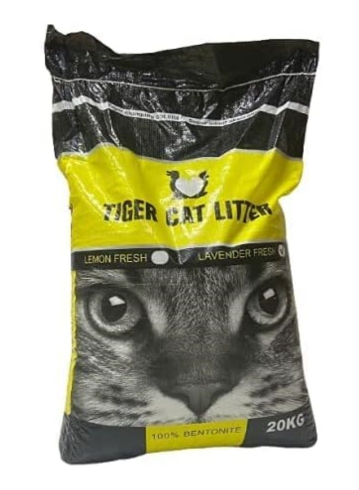 تايجر فضلات القطط 100% بنتونيت لافندر طازج 20 كجم - Image 1