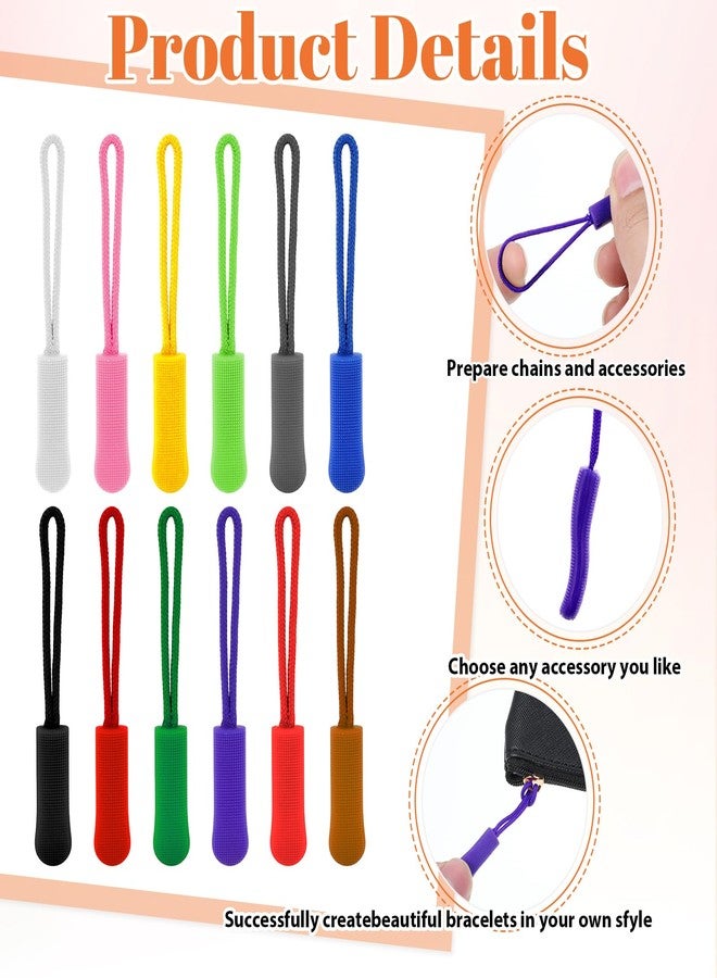 Alrhso 120 Pcs Zipper Pull Replacement, Strong Cord Fixer Zippers Pulls Zipper Pull Tabs Extender Cord for Clothes for Clothes Luggage Backpacks Jackets Handbag Tent(Colorful) - Image 3