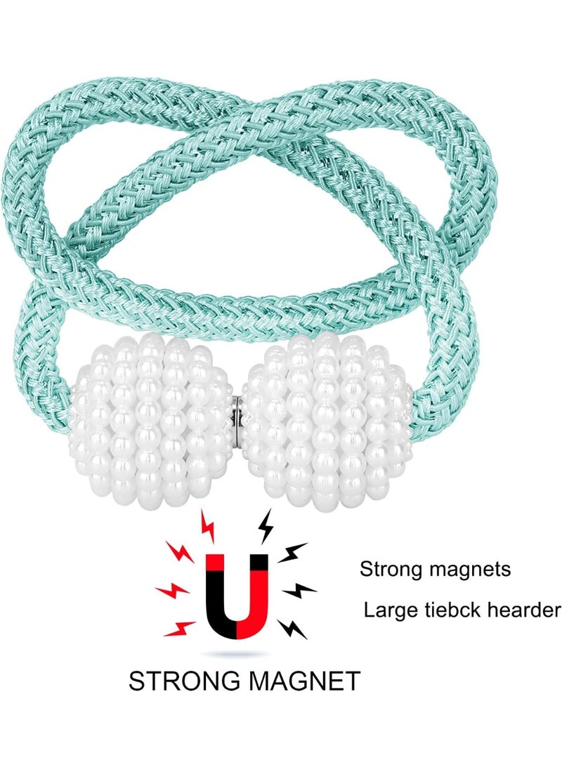 Pinowu Magnetic Curtain Tiebacks Clips - Window Tie Backs Holders for Home Office Decorative Rope Holdbacks Classic Tiebacks Design (1 Pair, Aqua) - Image 2