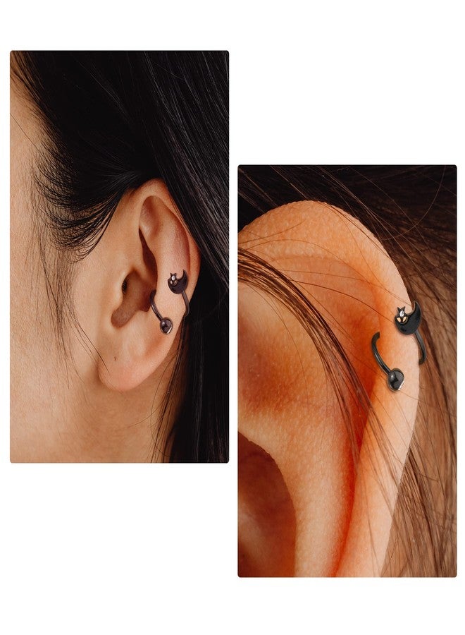 Melighting Twist Helix Earrings 16G Black Moon Cartilage Earring Clear CZ Surgical Steel 316L Star Tragus Piercing Jewelry Labret Piercing Helix Piercing Women - Image 3