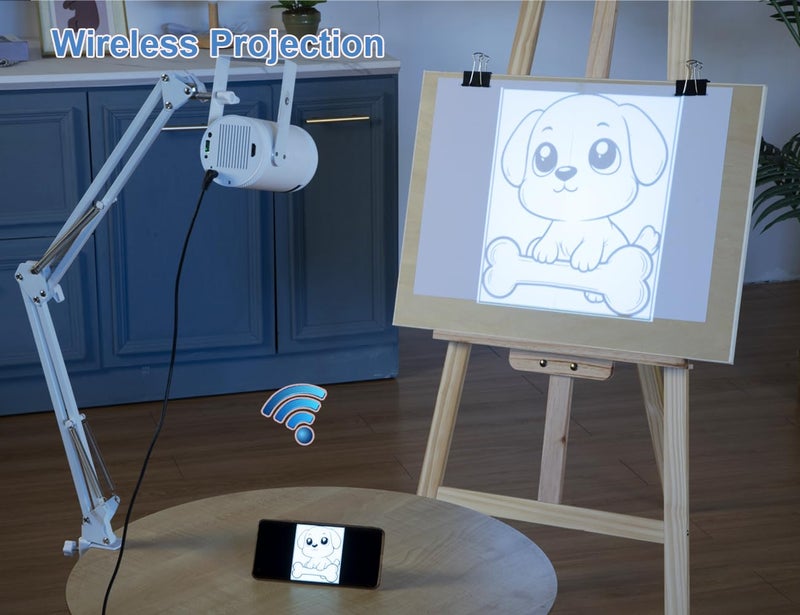 RTSTEC Art Projector for Tracing Drawing Painting,Wireless Projection for Desktop Wall Canva Drawing,Compatible with Iphone Ipad Airplay, USB & HDMI input, Arts & Crafts Sketching Tool for Kids and Beginners - Image 2