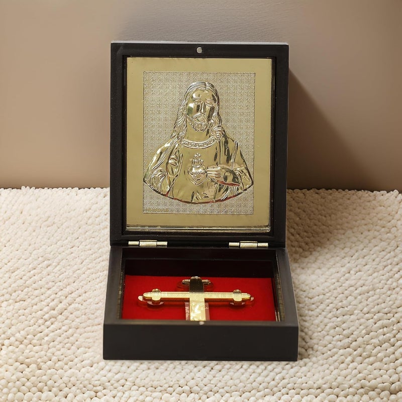 INTERNATIONAL GIFT Gold Plated Jesus God Idol Christian Prayer Box Religious Gift Set with Devotional Accessories for Worship Gifting and Spiritual Blessings - Image 1