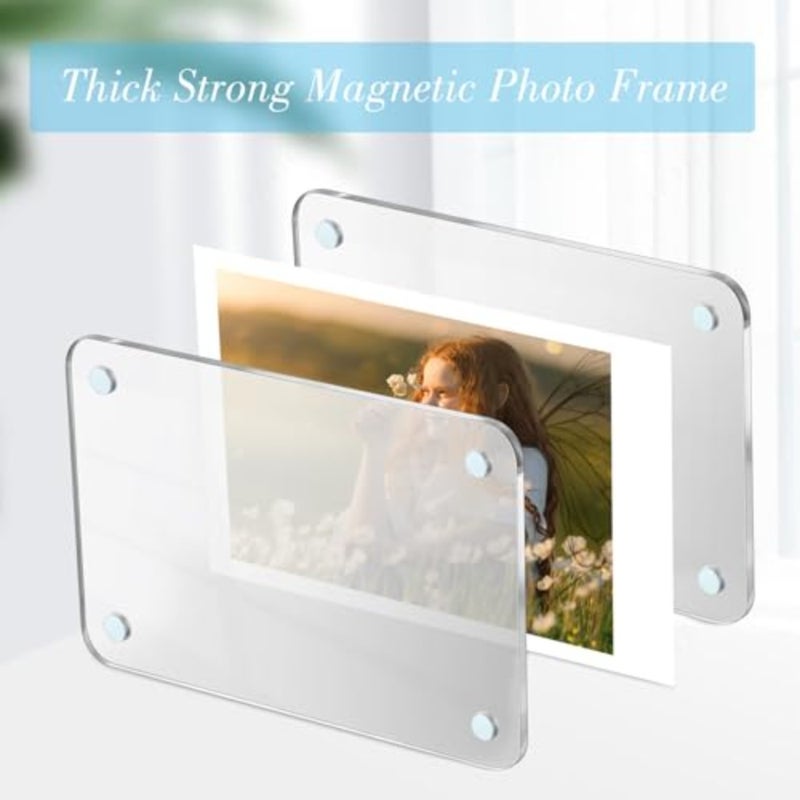 Pcs Acrylic Fridge Magnetic Frames for Photos Mini Pictures- Double Sided Clear Fridge Magnetic Frame for Refrigerator Locker Whiteboard Metal Cabinet, Classroom Photo Display 2.36 x 3.54 Inch - Image 3