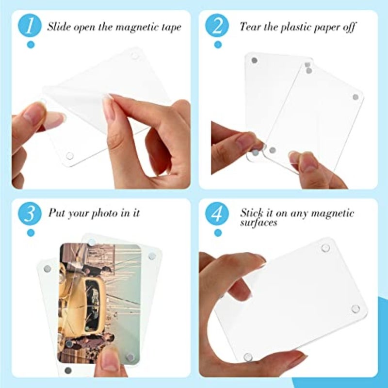 Pcs Acrylic Fridge Magnetic Frames for Photos Mini Pictures- Double Sided Clear Fridge Magnetic Frame for Refrigerator Locker Whiteboard Metal Cabinet, Classroom Photo Display 2.36 x 3.54 Inch - Image 4