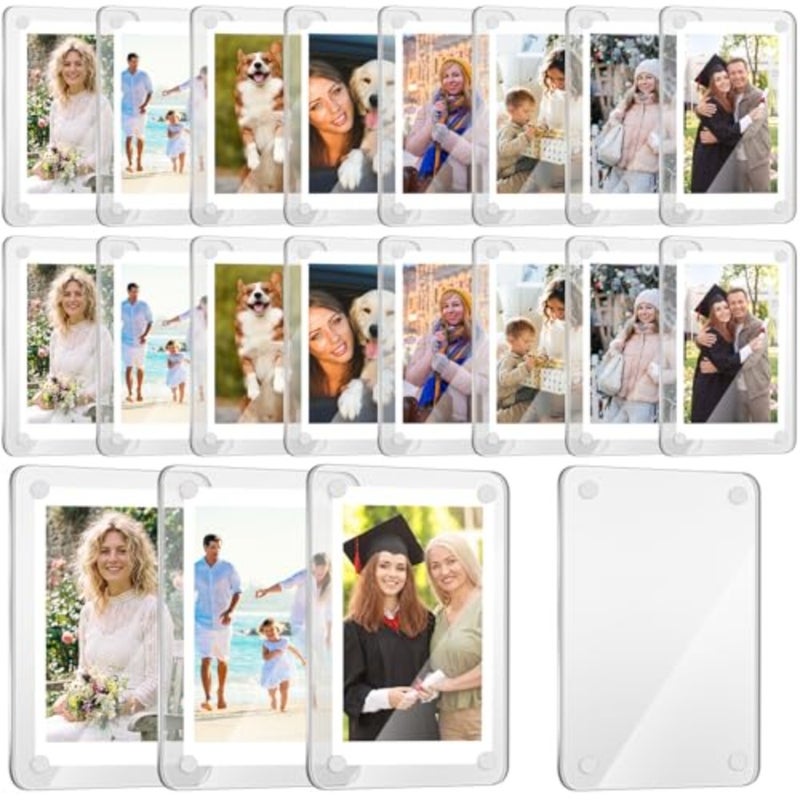 Pcs Acrylic Fridge Magnetic Frames for Photos Mini Pictures- Double Sided Clear Fridge Magnetic Frame for Refrigerator Locker Whiteboard Metal Cabinet, Classroom Photo Display 2.36 x 3.54 Inch - Image 1