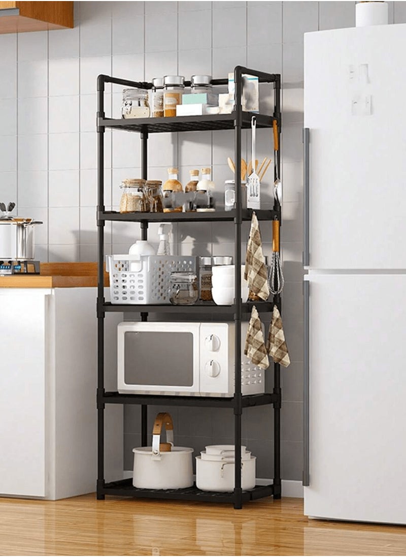 BestStore 5-Tier Storage Shelf Organizer for Kitchen Bathroom Shelves Garage Home Pantry Closet Office.Multi Rack Stand Units with Hooks and Handle for Jar and Bottles  - Image 1