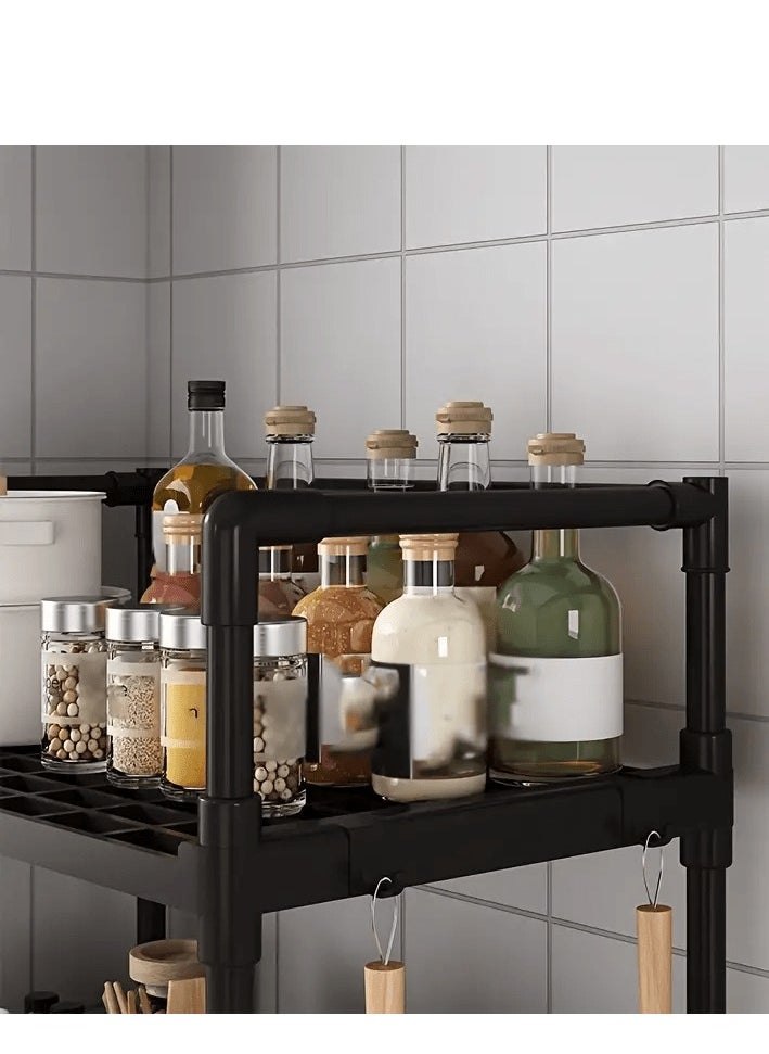 BestStore 5-Tier Storage Shelf Organizer for Kitchen Bathroom Shelves Garage Home Pantry Closet Office.Multi Rack Stand Units with Hooks and Handle for Jar and Bottles  - Image 4