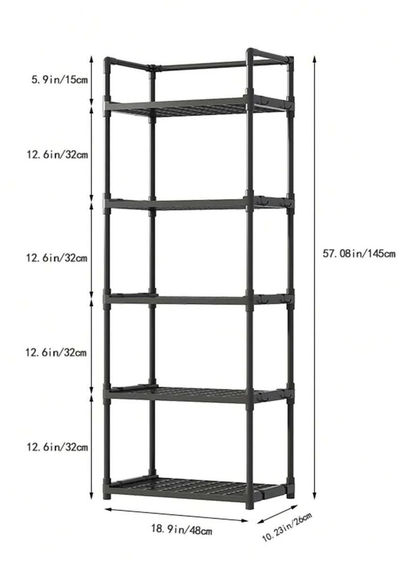 BestStore 5-Tier Storage Shelf Organizer for Kitchen Bathroom Shelves Garage Home Pantry Closet Office.Multi Rack Stand Units with Hooks and Handle for Jar and Bottles  - Image 5