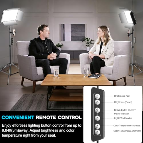Scrhot 2 Pack LED Video Light Kit 79'' Tripod Light Stand, 30W 3000Lux Photography Light with Barndoor, CRI 98+ 2500K-8500K Studio Lights Panel Podcast Lighting for Video Recording/Game Live Streaming - Image 3