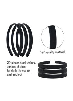 Lawie 20 Pack Women Plain Black Cloth Covered Thin Hard Plastic Headband Base Hairband Elastic Hair Hoop Holder Clasp Tiara Crown Headpiece Accessories Diy  - Image 4