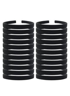 Lawie 20 Pack Women Plain Black Cloth Covered Thin Hard Plastic Headband Base Hairband Elastic Hair Hoop Holder Clasp Tiara Crown Headpiece Accessories Diy  - Image 3