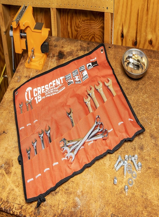 Crescent 15 Piece 12 Point Metric Combination Wrench Set with Tool Roll - CCWS5-05 - Image 4
