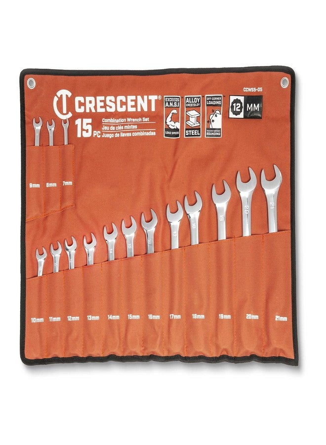 Crescent 15 Piece 12 Point Metric Combination Wrench Set with Tool Roll - CCWS5-05 - Image 3