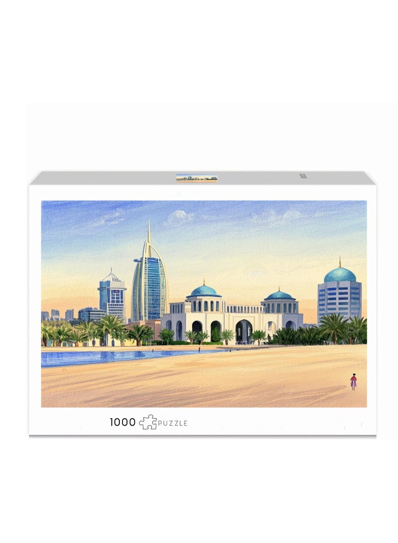Anna 1000-Piece UAE Scenic Pencil Drawing Puzzle - Image 1