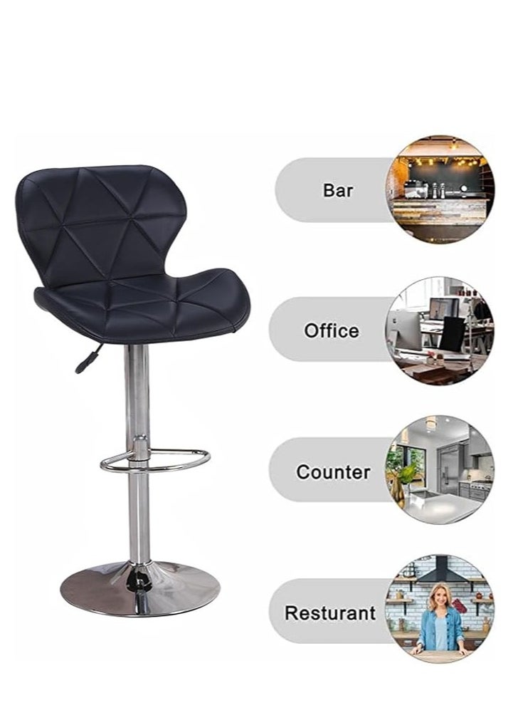 Generic Height Swivel Bar Stool, Bar Chairs with Back, Modern Kitchen Counter Height Barstools, Armless Kitchen Island Stool, for Home Bar Restaurant Kitchen (Black)  - Image 1