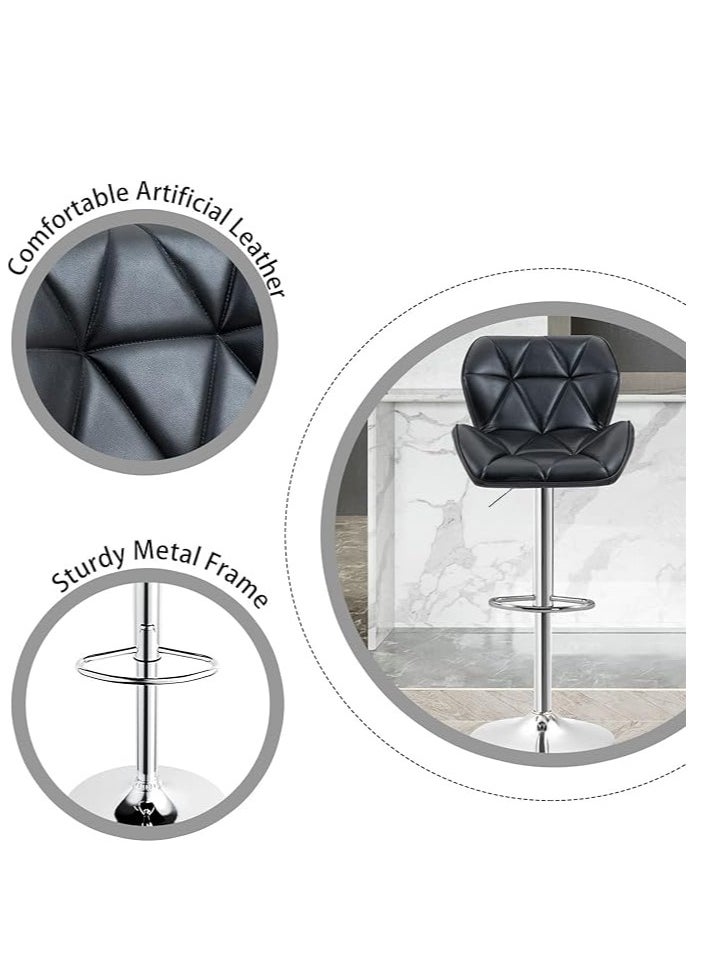 Generic Height Swivel Bar Stool, Bar Chairs with Back, Modern Kitchen Counter Height Barstools, Armless Kitchen Island Stool, for Home Bar Restaurant Kitchen (Black)  - Image 3