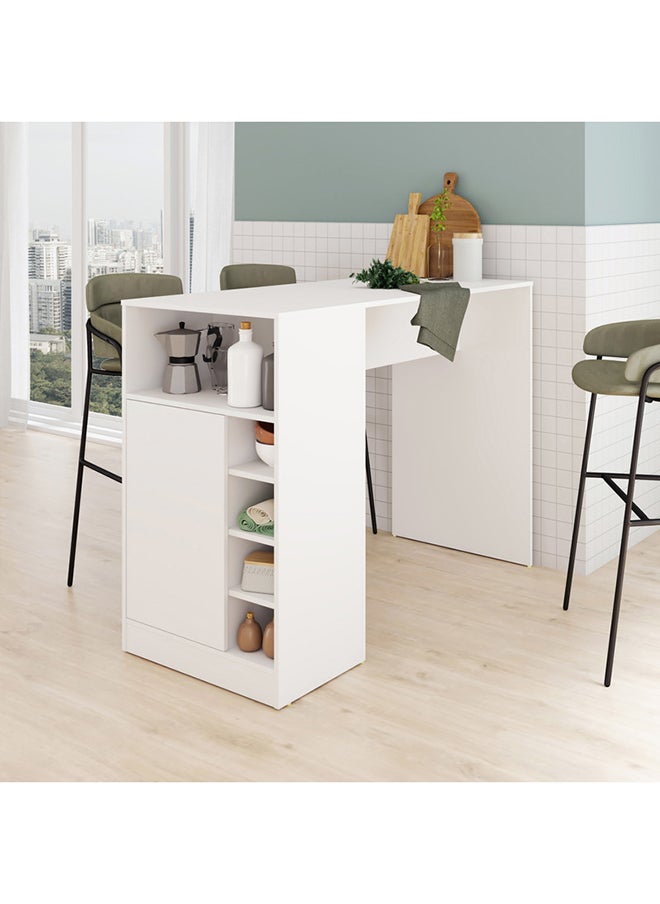 Home Box Kitchen Table With Storage Shelves  - Mdp 15Mm Color White 60 x 135 x 100 cm 