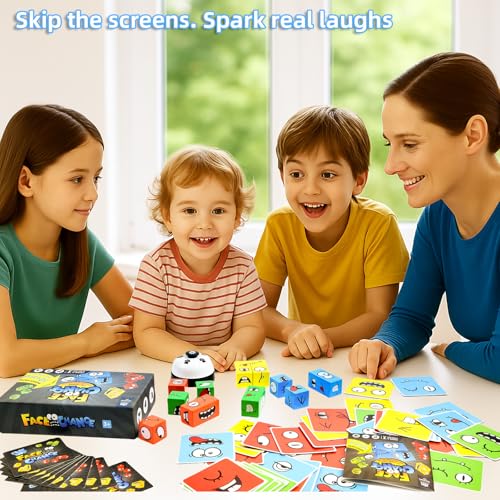 varbertos Wooden Face Changing Magic Cube Game Expression Puzzle Building Blocks Pattern Matching Game Educational Puzzles Toy Board Games for Kids and Adults with Bell - Image 5