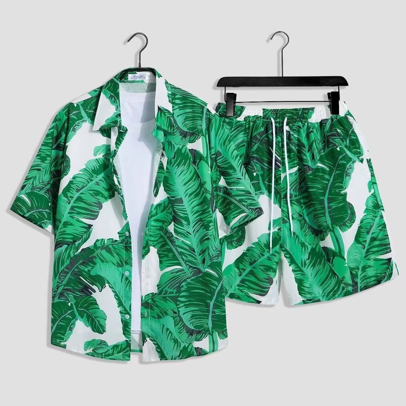 Hawaii Seaside Beach Holiday Suit Men'S Loose Plus Size Couple Fashion Brand Short-Sleeved Shirt Casual Two-Piece Set - Image 5
