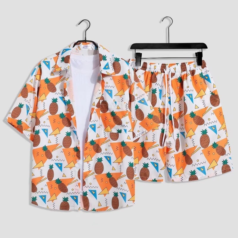 Hawaii Seaside Beach Holiday Suit Men'S Loose Plus Size Couple Fashion Brand Short-Sleeved Shirt Casual Two-Piece Set - Image 4