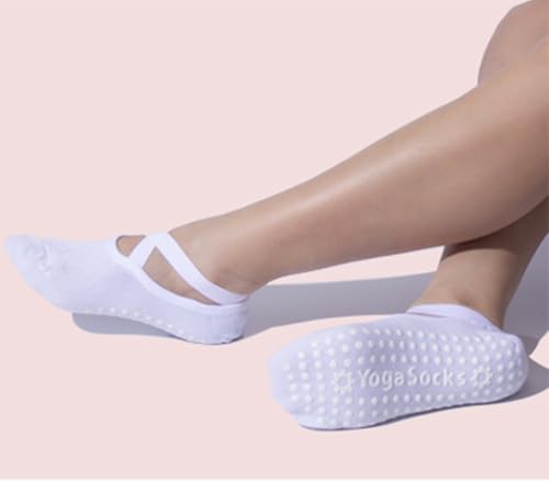 Tergy 6 Pairs Short Yoga Socks with Grip for Women Anti Skid Gripper No Slip Socks for Pilates, Barre, Dance,Yoga (US, Alpha, One Size, Regular, Regular, 6 Pairs White) - Image 2