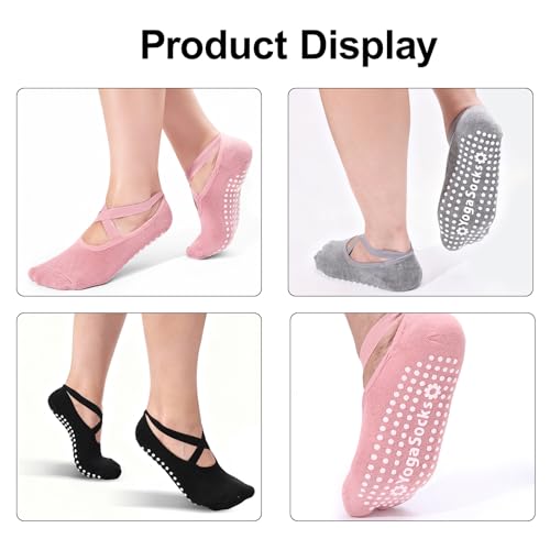 Tergy 6 Pairs Short Yoga Socks with Grip for Women Anti Skid Gripper No Slip Socks for Pilates, Barre, Dance,Yoga (US, Alpha, One Size, Regular, Regular, 6 Pairs White) - Image 5