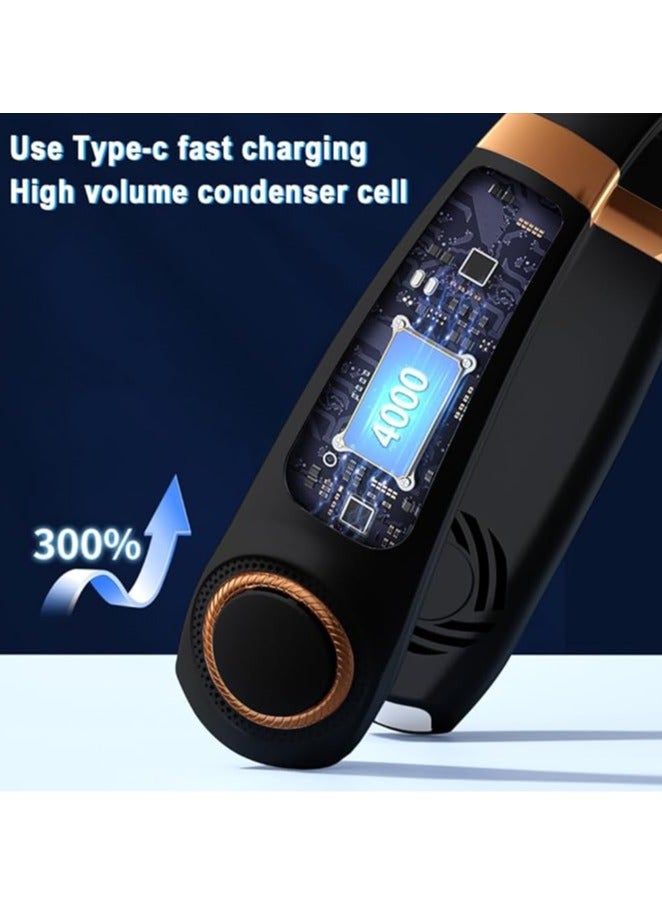 إسكدنيا مكيف عنق، مروحة عنق محمولة بسعة 4000 مللي أمبير مع تدفق هواء بارد من خال بدون شفرات USB، شحن محمول، 5 سرعات، عرض LED، مروحة شخصية للسفر الداخلي والخارجي. - Image 5