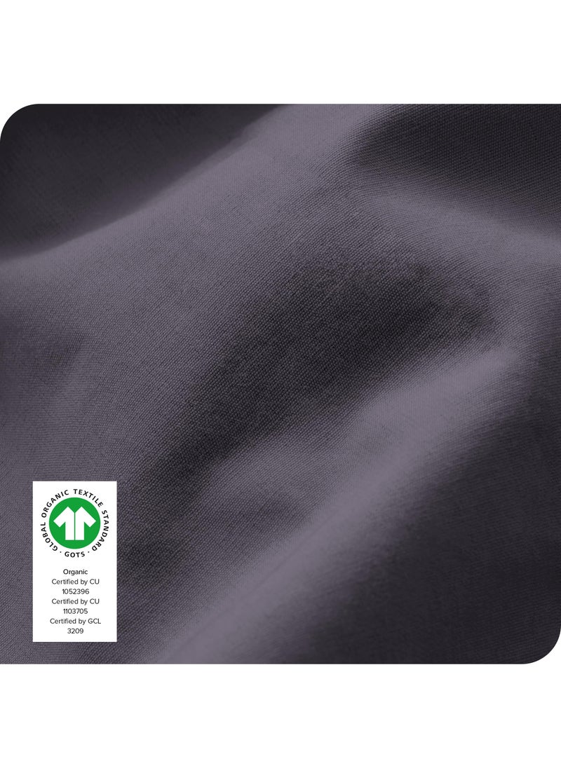 Bare Home Bare Home 100% Organic Cotton Queen Bottom Sheet - Crisp Percale Weave - Lightweight & Breathable - Deep Pocket Fitted Sheet (Queen  Dusty Purple)  - Image 4