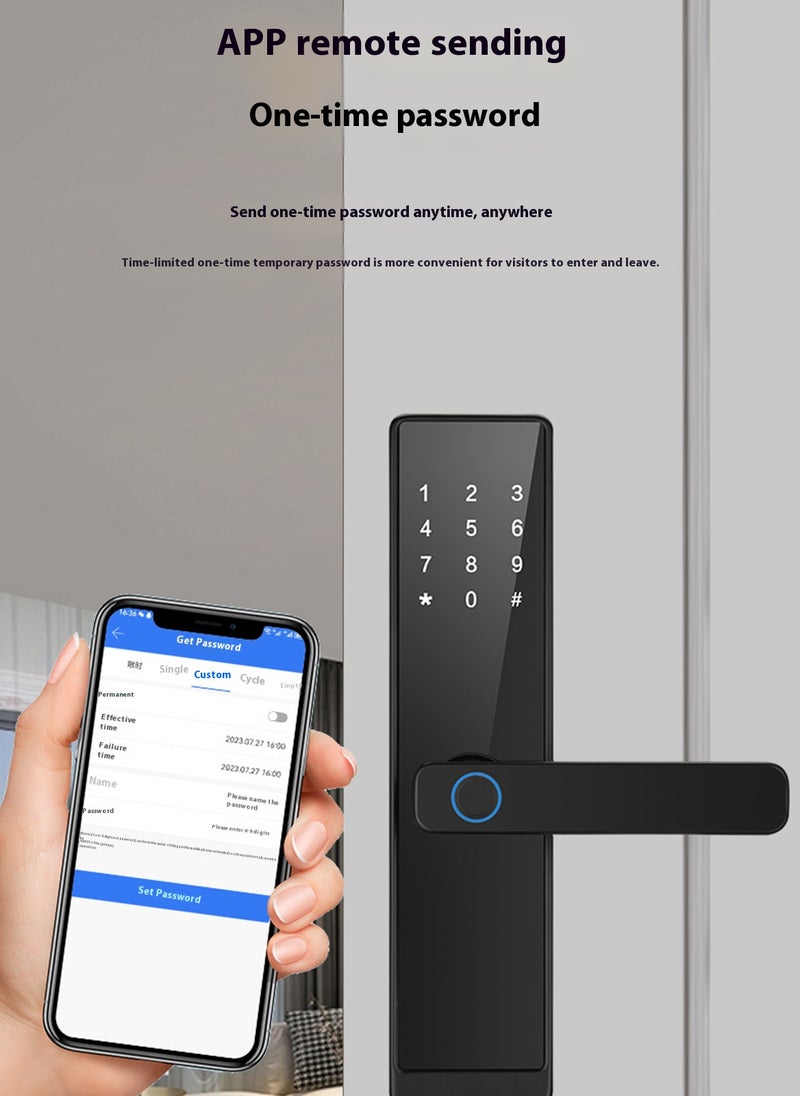 Sharpdo Fingerprint Smart Lock,  Keyless Entry Door Lock, Electronic Smart Lock with tuya APP,  Fringerprint and Key, Password - Image 3