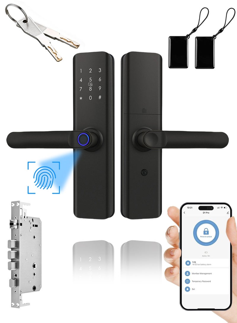 Sharpdo Fingerprint Smart Lock,  Keyless Entry Door Lock, Electronic Smart Lock with tuya APP,  Fringerprint and Key, Password - Image 1