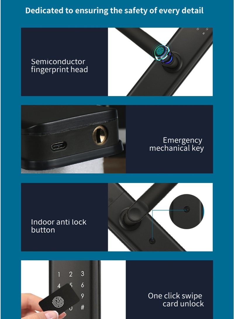 Sharpdo Fingerprint Smart Lock,  Keyless Entry Door Lock, Electronic Smart Lock with tuya APP,  Fringerprint and Key, Password - Image 5