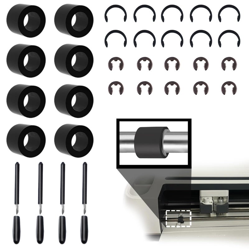 Moalaok 32-Pack Rubber Roller Replacement for Cricut Maker 3/Maker â€“ Complete Maintenance Kit with Anti-Slip Clips, Blades & DIY Repair Accessories - Image 1
