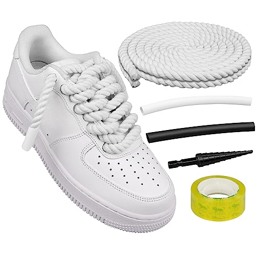 Endoto Rope Laces for Air Force 1, Thick Chunky Fat Shoelaces Strings for AF Sneaker Shoes(Color:White,Size:12.7MM) - Image 1