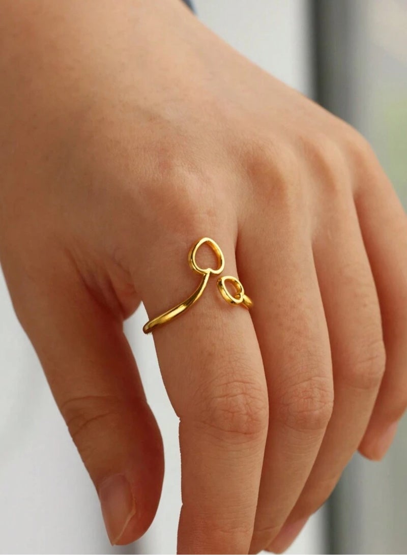 إيكوال خاتم نسائي من الاستانلس ستيل مطلي باللون الذهبي بمقاس موحد - Image 1