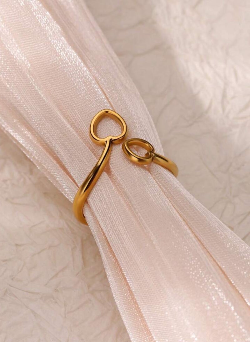 إيكوال خاتم نسائي من الاستانلس ستيل مطلي باللون الذهبي بمقاس موحد - Image 4