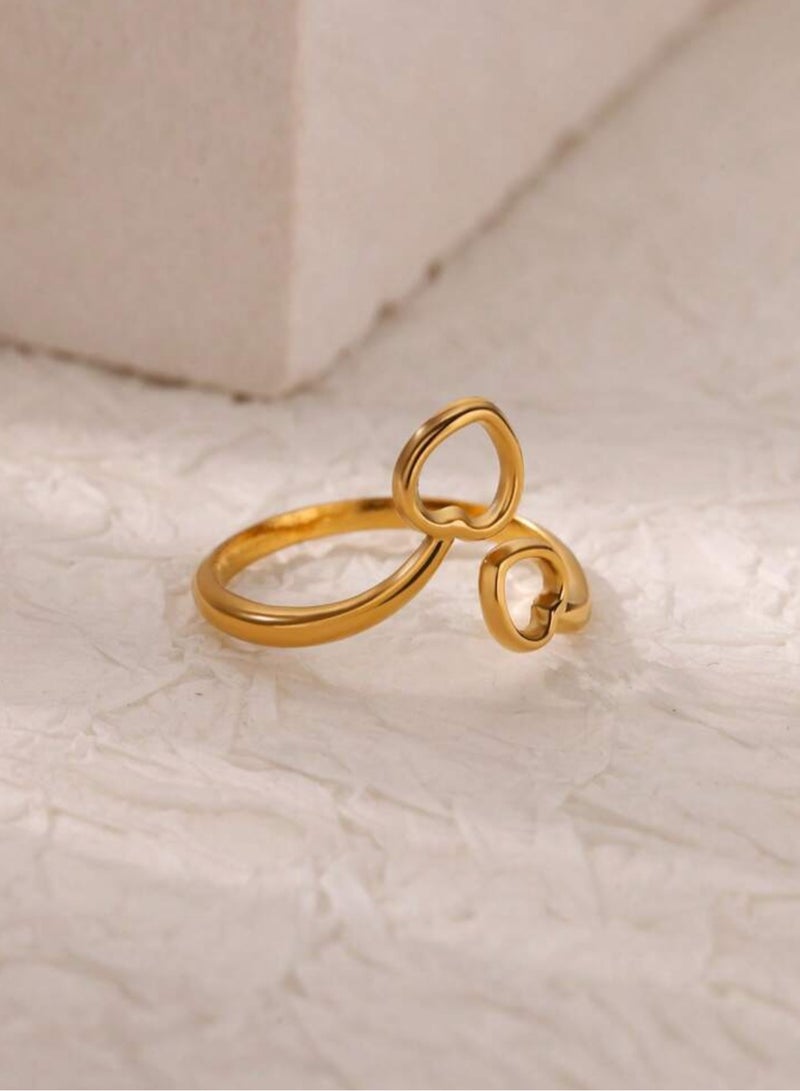 إيكوال خاتم نسائي من الاستانلس ستيل مطلي باللون الذهبي بمقاس موحد - Image 3