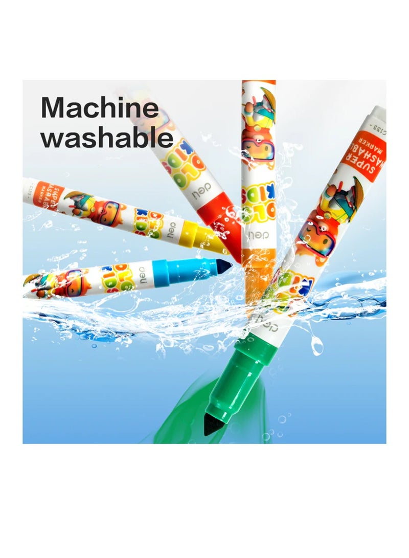 Deli 12 قطعة من أقلام التلوين القابلة للغسل متعددة الألوان - Image 2