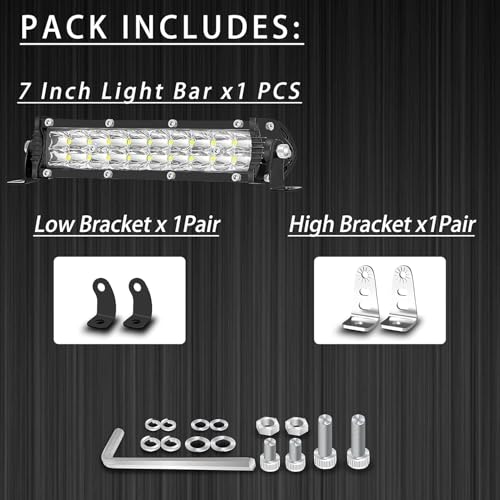 SAN YOUNG 7 Inch Dirt Bike Light Bar, 60W 6000lm Motorcycle LED Headlight Kit with 12V Wiring Harness and Switch, Mounting Brackets Universal for 7/8" Handlebars CRF XR TTR KLX Pit Bike - Image 5